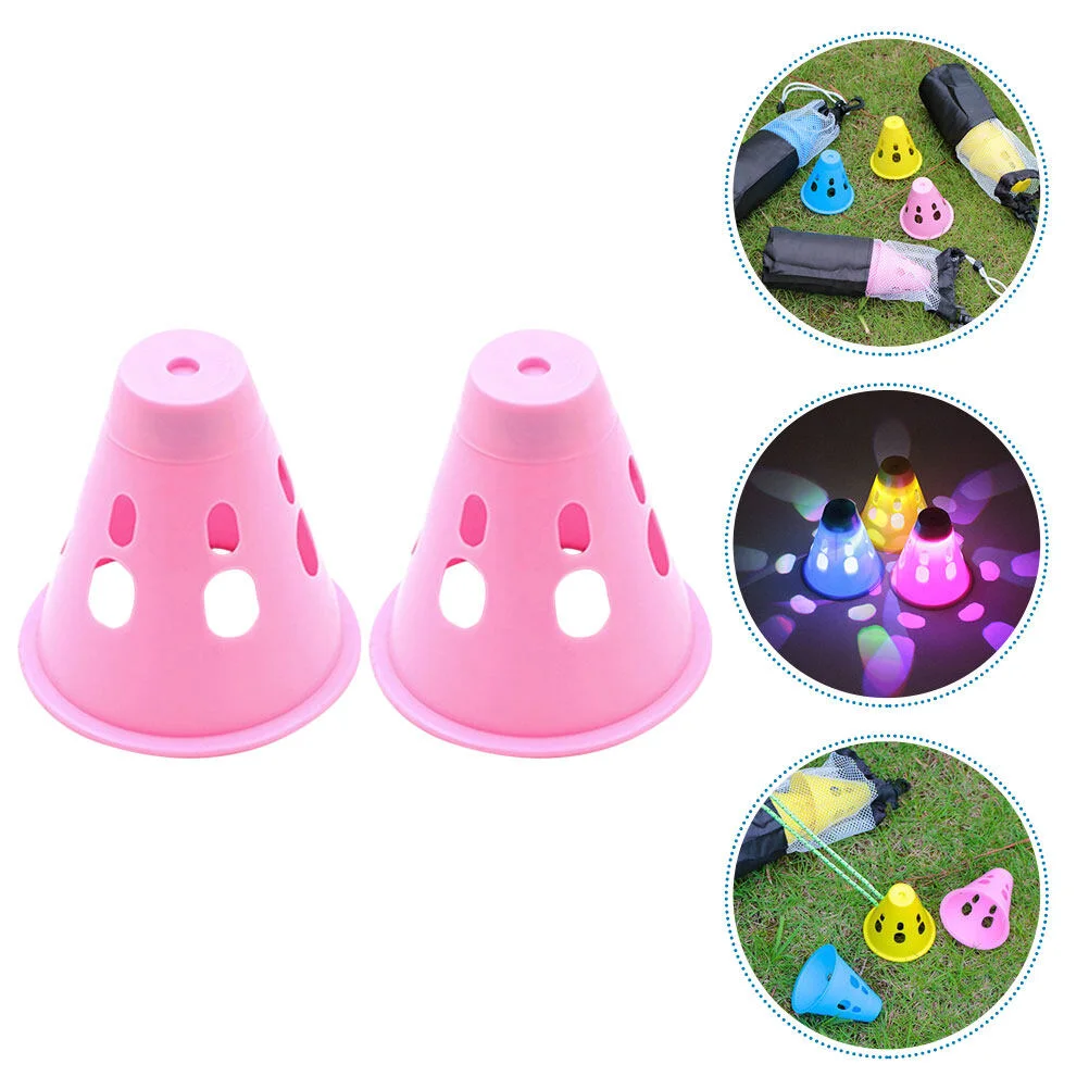 

2 Pcs Warning Pile Tent Nail Caps Lamp Kids Outdoor Camping Tents Durable PE Lanterns Pegs Covers Portable Protector