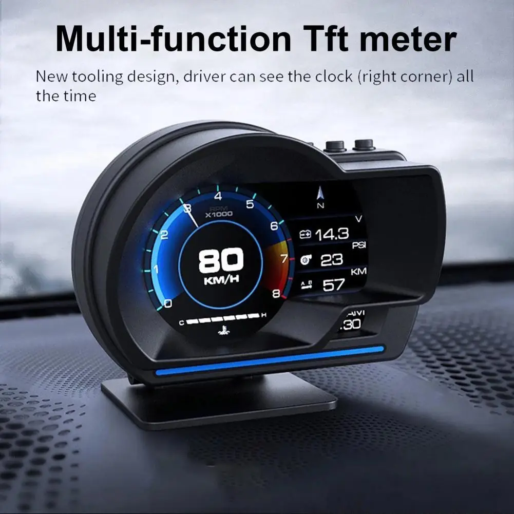 

A500 Car Head Up Display Display Smart OBD2+GPS Smart HUD Gauge LCD Rotating Digital Odometer 10Hz PSI 100KPA Security Alarm RPM