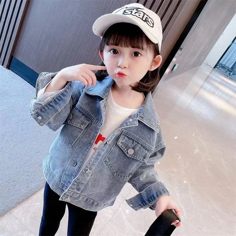 Детская куртка для девочек верхняя одежда топы джинсы с мультяшным принтом на