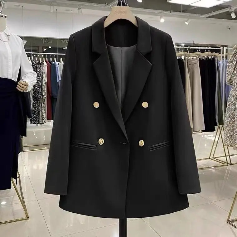 

2023 New Autumn Winter Women Korean Fashion Casual Solid Coats Notched Long Sleeve Loose Blazers Office Lady Jacket Tops A167