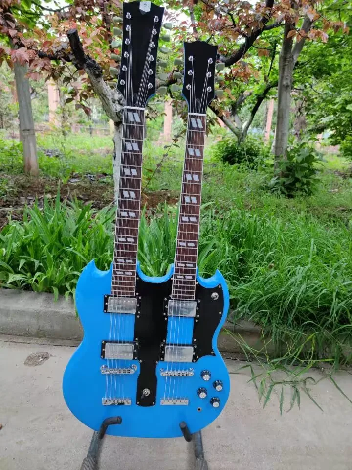 

Новинка! Двухсторонняя электрическая гитара, сделано в Китае, фингерборд из палисандра, высокое качество, корпус из красного дерева,