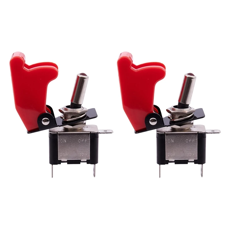 

2X 12V 20A Inverter Rocker Switch Lever on / Off LED ON-OFF SPST + COVER Auto Car-Dark Red