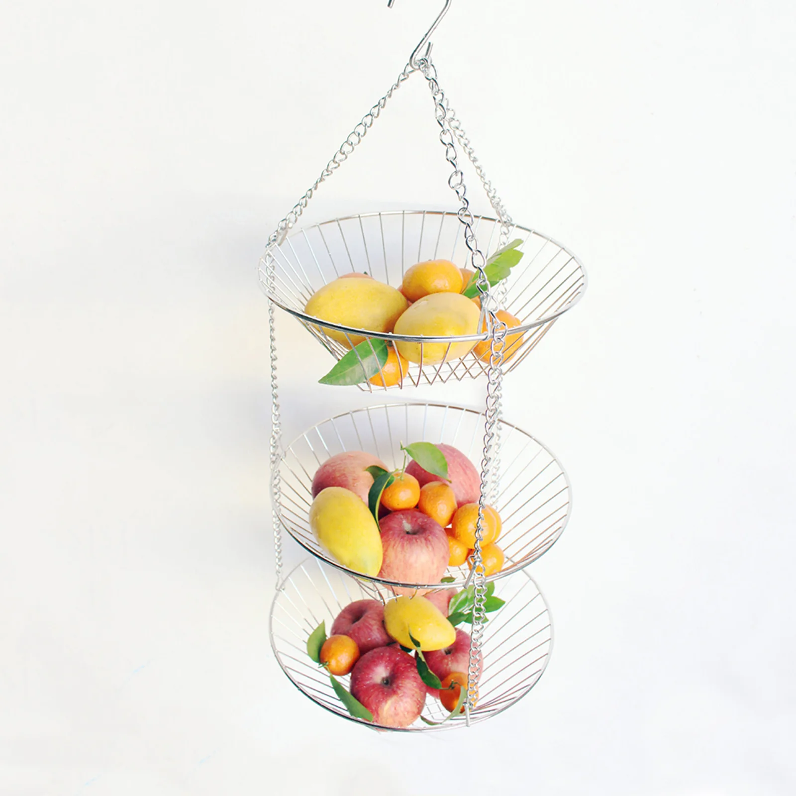 Купи Hanging Fruit Basket Baskets Kitchen Wire Vegetable Tier Display Bowl Arrangement Ceiling Flower Three Holders Pots Garden за 1,240 рублей в магазине AliExpress