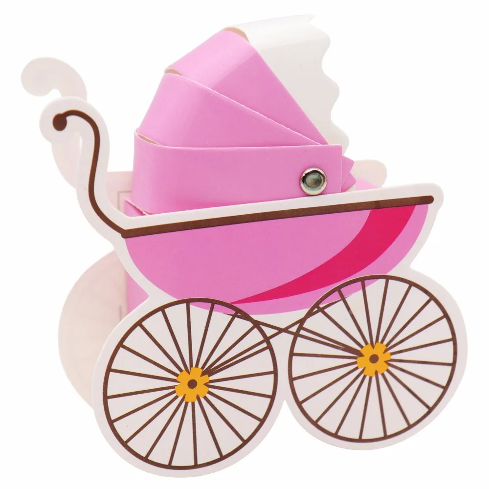 

10pc Stroller Shape Paper Candy Box Baby Shower Favors Kids Birthday Gifts Cookies Packing Box Wedding Party Decoration Supplies