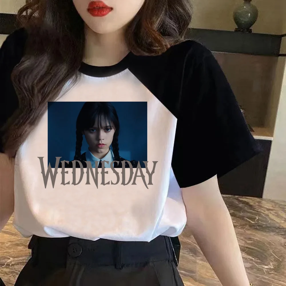 

Wednesday Addams t-shirts women manga summer Tee girl comic anime clothing