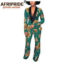 2022 autumn african women suit afripride private custom full sleeve v neck toplong pant 100 pure wax cotton plus size a722637