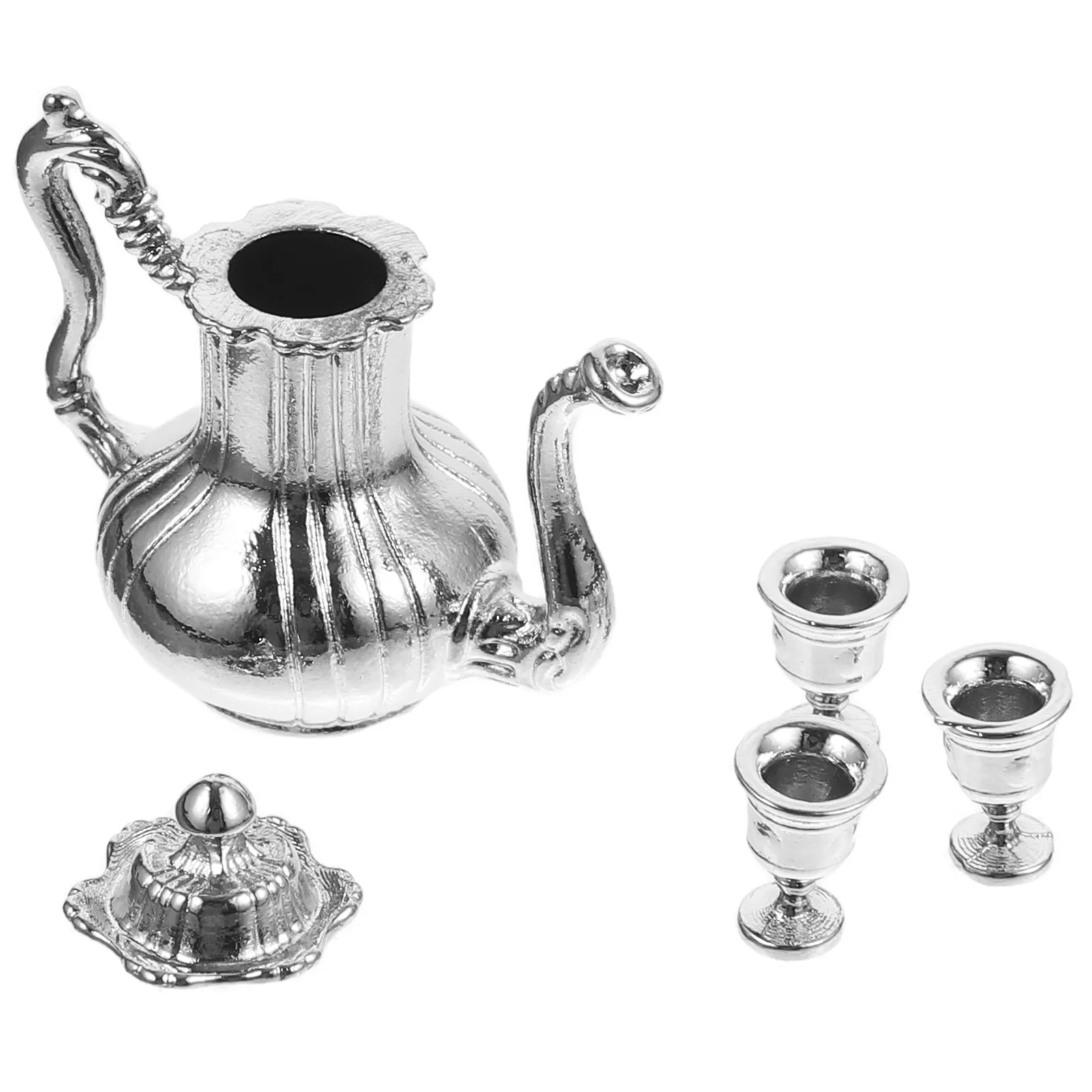 

1 набор миниатюрных металлических чайных кружек, набор для чайника, миниатюрный чайный чайник, реквизит для дома