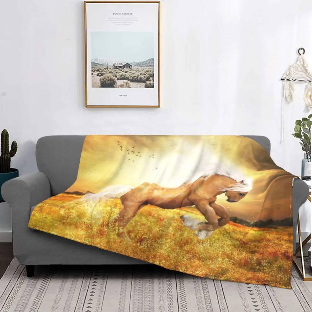 

Palsino-Manta de Sundance de caballo, colcha a cuadros para cama, toalla de playa, manta doble, textil para el hogar de lujo