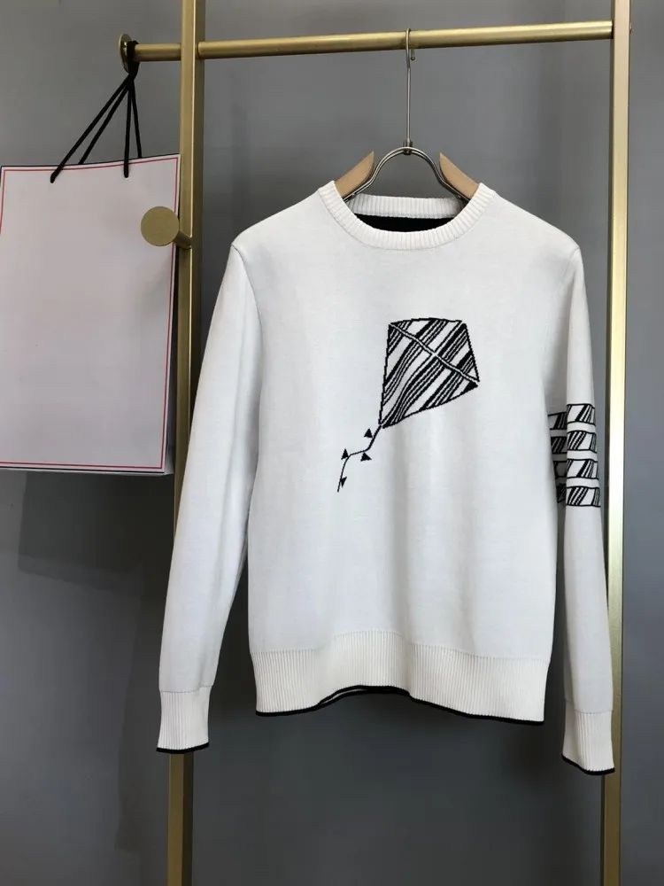 

Классический мужской свитшот TB, Осенний модный брендовый пуловер, топы, хлопковый классический Свободный Повседневный Женский пуловер с 4 полосками и кайтом