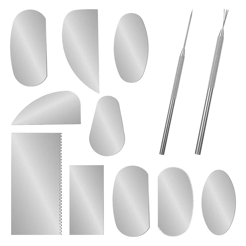 12 шт. стальные гончарные инструменты глиняные ребрышки зубчатый скребок из