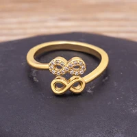 aibef creative gold infinite design copper zircon opening adjustable ring womens fashion party wedding engagement fine jewelry