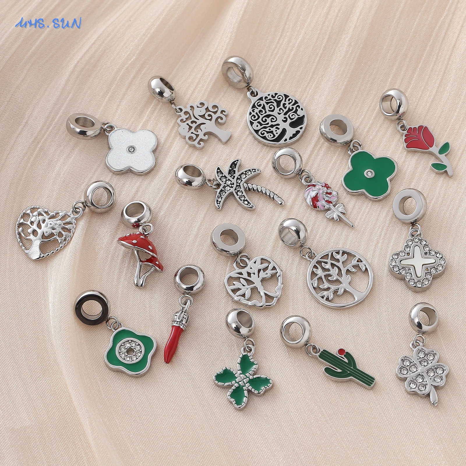 MHS.SUN цветок/дерево жизни DIY браслеты с подвеской модные из нержавеющей стали для