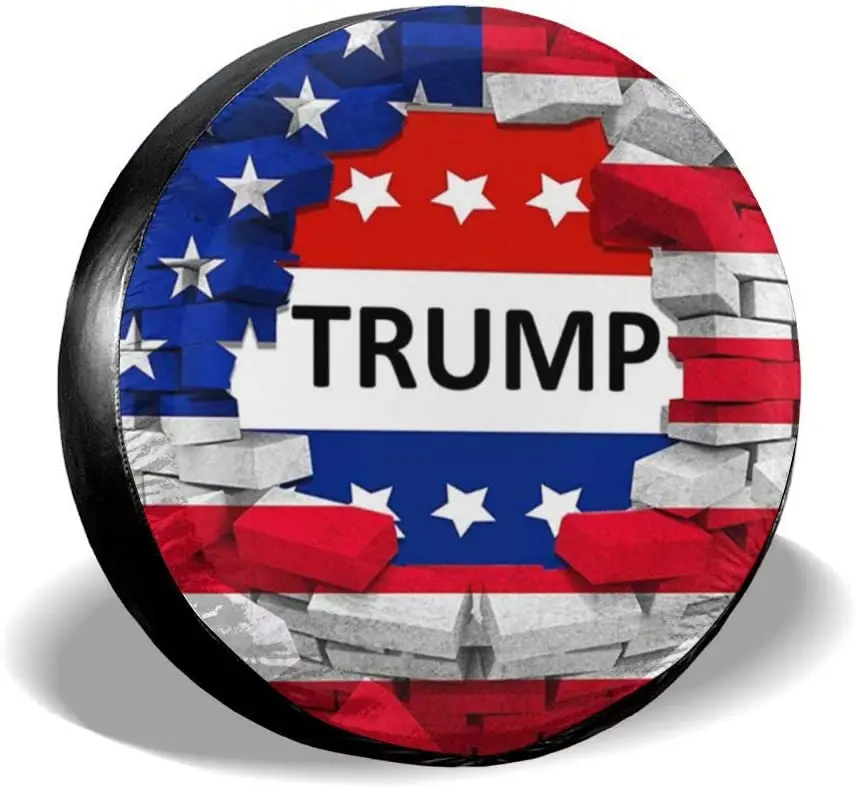 

BWBFVPW Spare Tire Cover American USA Trump Flag Universal Waterproof Wheel Cover for RV SUV Trailer Fit 27.5-29.5 inches Tire D