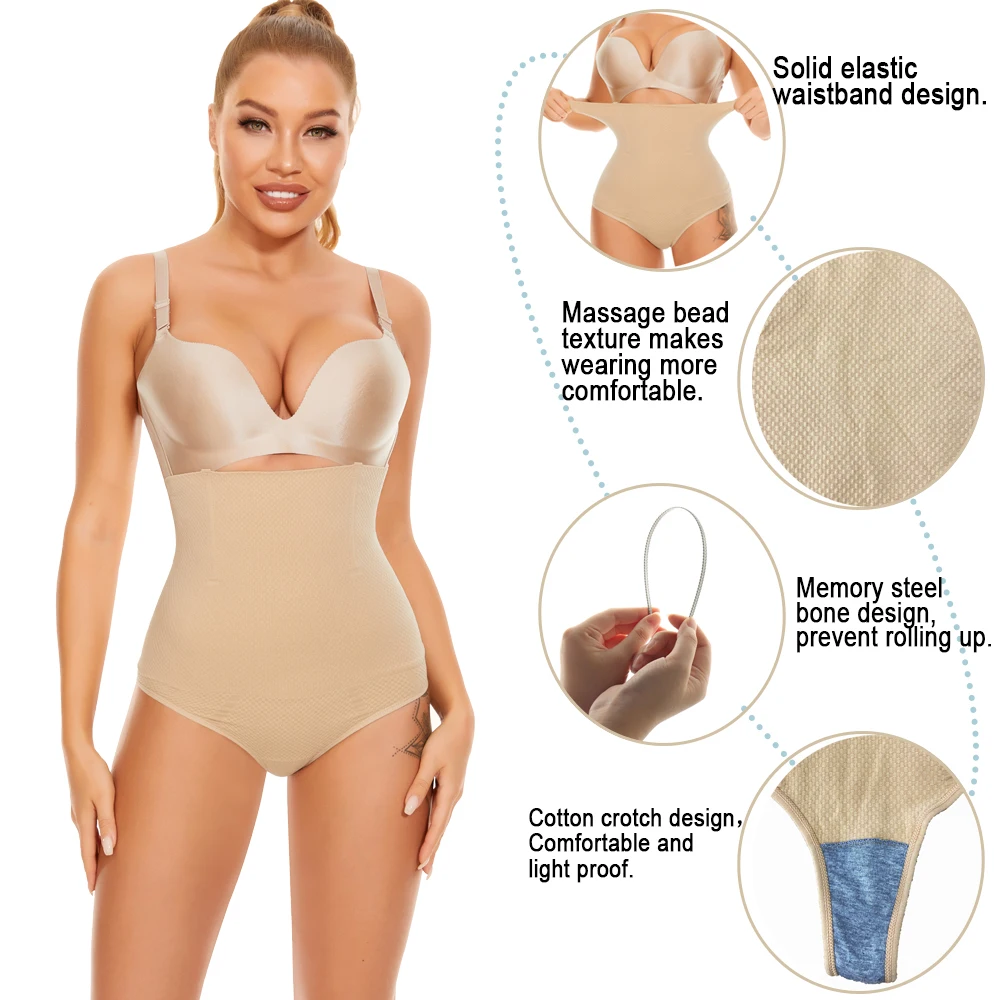 Velssut Shapewear for Women Tummy Control Thong Brief Slimming Panties High Waisted Seamless Fitness Underwear Body Shaper