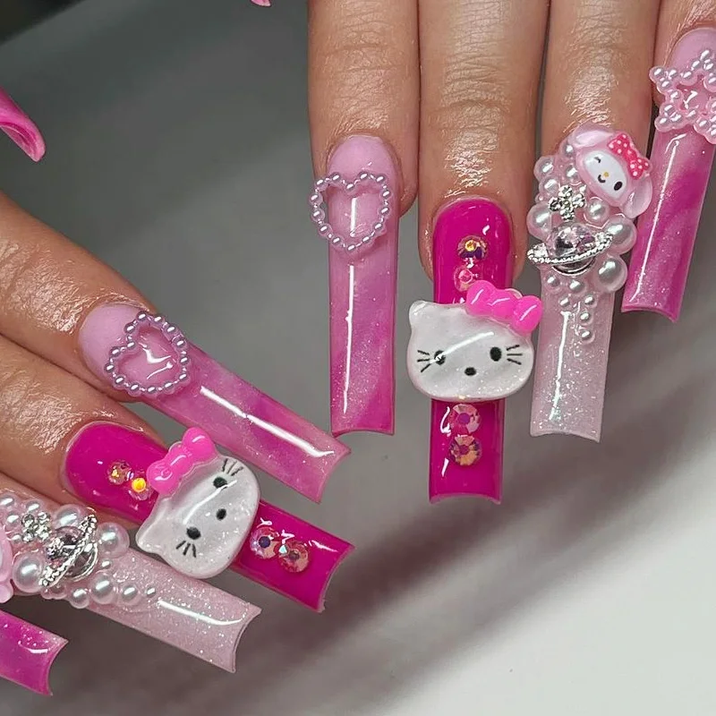 

Kawaii Cat 3D дизайн ногтей украшения Подвески гвоздики Милые Симпатичные Модные ногти Типсы Стразы маникюрные инструменты