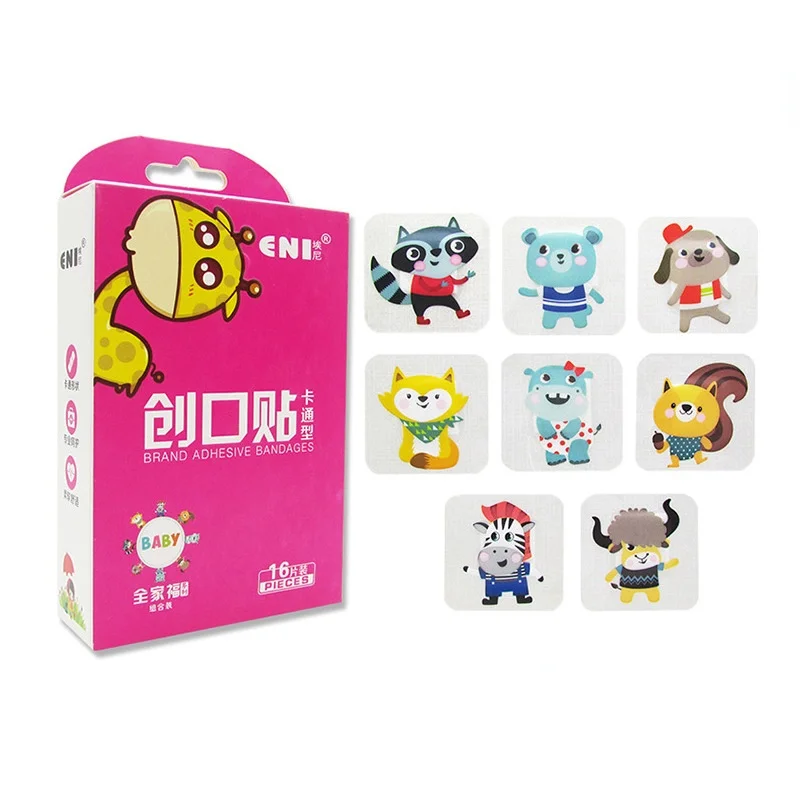 

16Pcs Baby Cute Cartoon Band Aid Children Hemostasis Adhesive Bandages Waterproof Breathable First Aid Emergency Kit For Kids