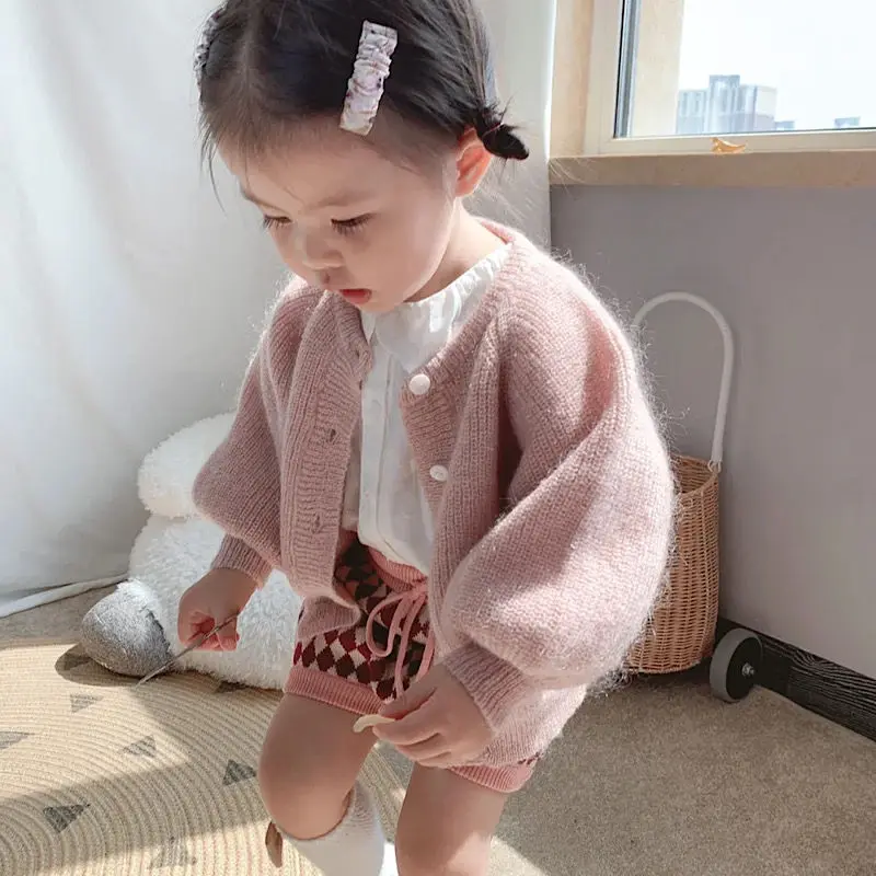 

Children Clothing 2022 Spring Autumn Girls Sweaters New Fashion Cardigan Girls Coat Solid Color Knit Sweet Casual Girls Jacket