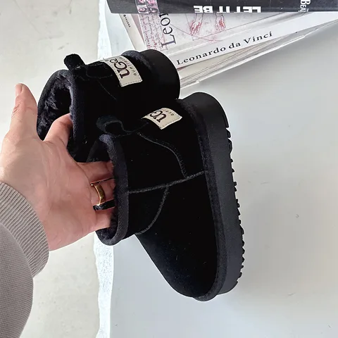 Детские зимние ботинки для девочек из натуральной кожи с толстым плюшем