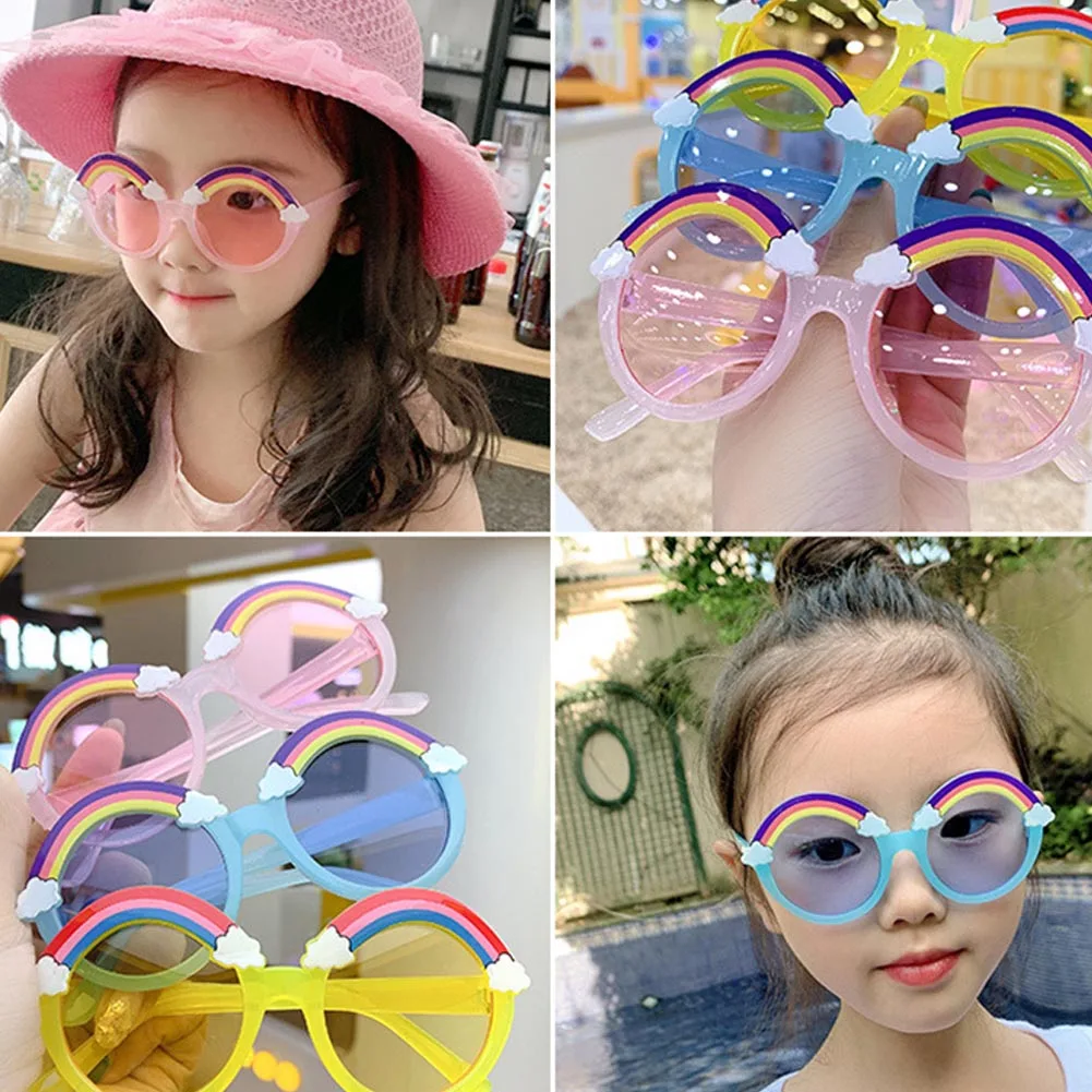 

Радужные Мультяшные солнцезащитные очки для девочек и мальчиков в круглой оправе детские солнцезащитные очки с защитой от УФ-лучей пляжные...