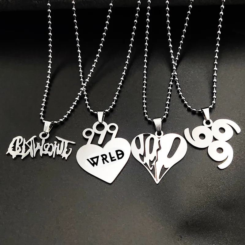 

Hip Hop Rapper JUICE WRLD Necklace Strand Beads Chain Stainless Steel Letter Pendant Necklace Jewelry Fans Gift Femme Mujer