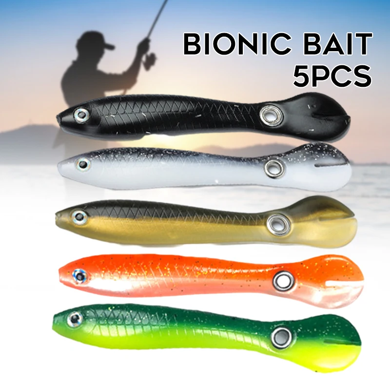 

5pcs Fishing Lures 6G/10CM with Rotating Spins Tail for Bass Trout Topwater Floating Hard Baits N66