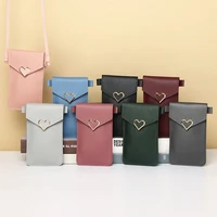 fashion retro new lock crossbody transparent touch screen mobile phone wallet retro student solid color buckle messenger bag