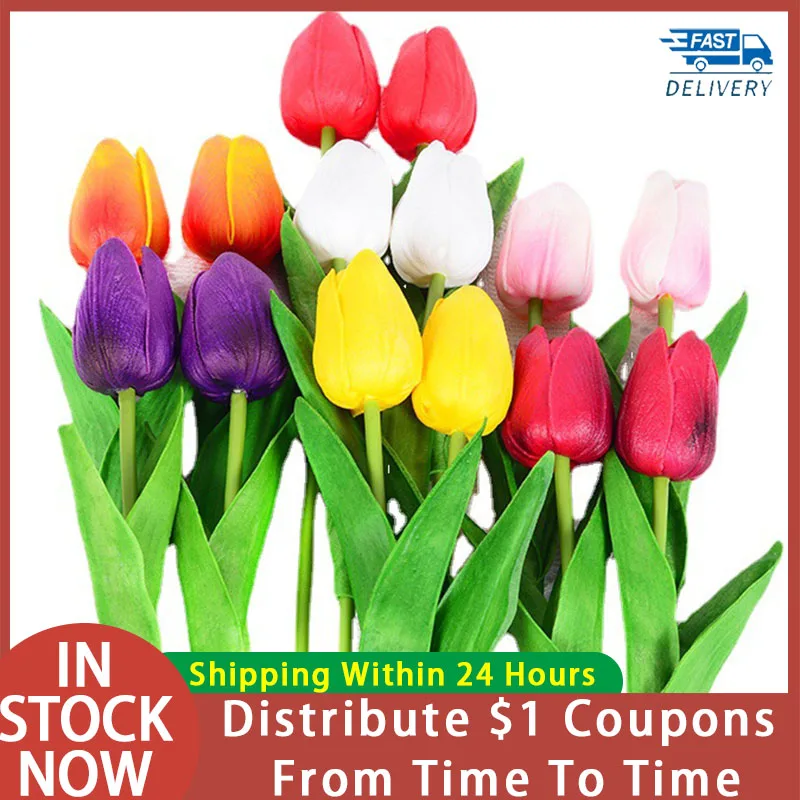 

1PCS Artificial Flowers Tulip Real Touch Artificial Bouquet Tulips Real Touch Fake Flowers Garden Decoration Home Wedding