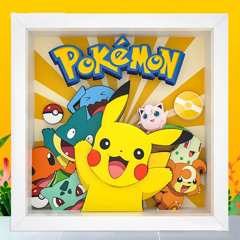 

Pokémon Pikachu Squirtle Bulbasaur Charmander Handmade 3D Stereo Puzzle Solid Wood Photo Frame Toy Children's Handmade Toys