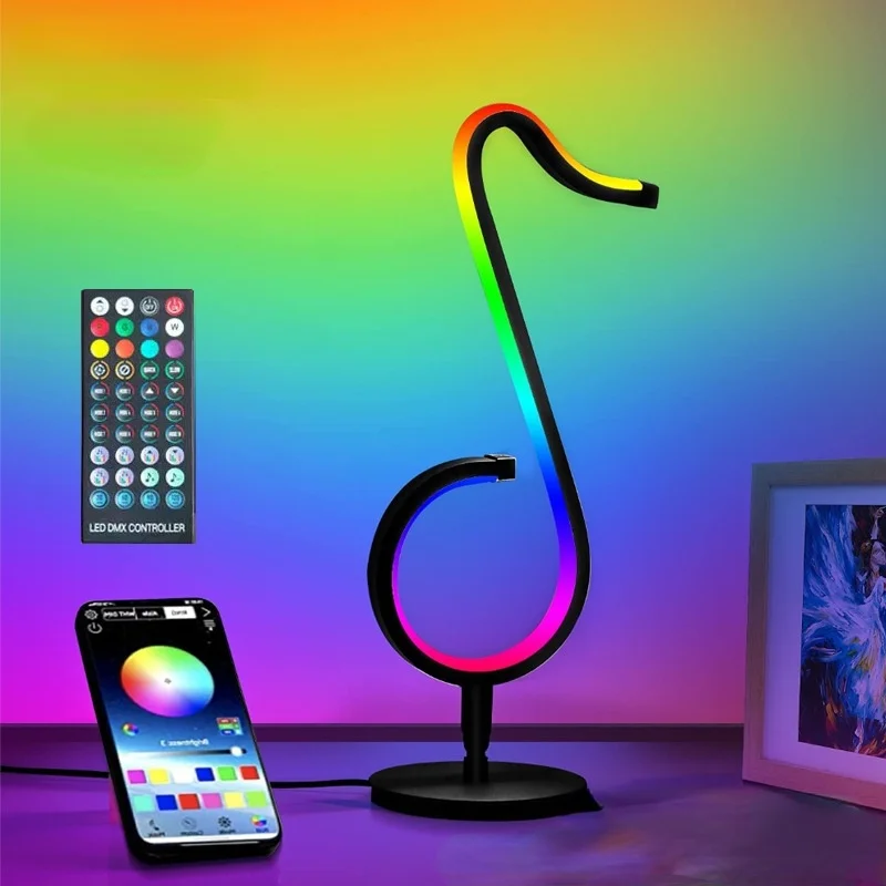 Bluetooth APP Smart Symphony Musical Note Lamp Black Technology Table Lamp Bar KTV Bedroom Atmosphere Night Light