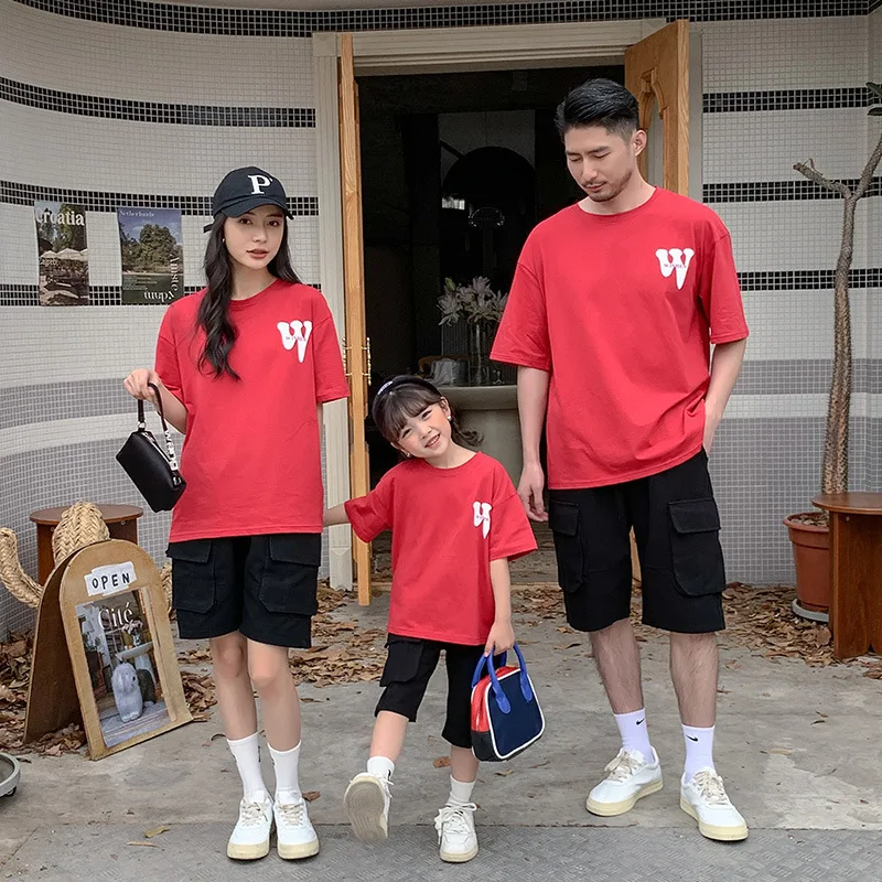 

Family t Shirts 2023 New Mom Dad And Baby Tees Summer Women's Tee Shirt Father Mother Daughter Son Matching Clothes Cotton Tops