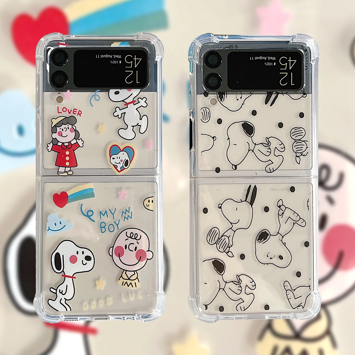 

Cartoon Charlie Brown Snoopy Phone Case For Samsung Z Flip 3 5G ZFlip3 Flip3 f7110 Soft For Galaxy Shockproof Transparent Cover