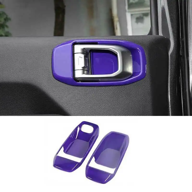 

For Jeep Wrangler JL 2DR 2018-2021 ABS Purple Inner Door Handle Frame Trim 2PCS