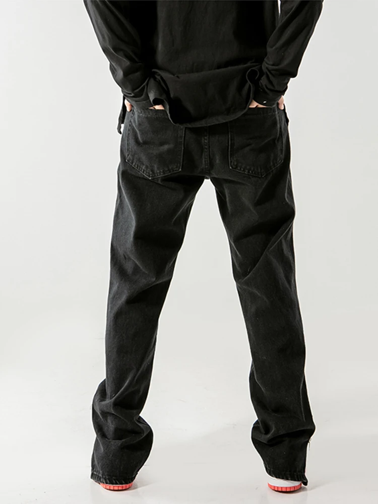 High Street Washed Embroidered Y2K Men's Hip Hop Jeans Plus Size Loose Straight American Men's Rap Hip Hop Side Zipper Trousers