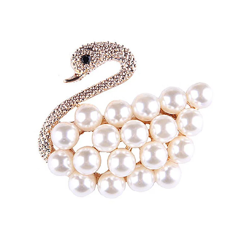 

Fashion Pearl White Swan Brooch Pins for Women Elegant Animal Lapel Pin Wedding Banquet Anniversary Brooch Jewelry Gift