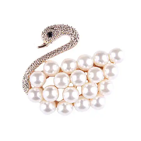 Women's brooch in the form of a swan, with pearls