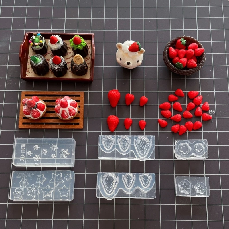 

40GC миниатюрная силиконовая форма в виде клубники, искусственное 3D украшение торта, инструмент «сделай сам» для выпечки, конфет, ювелирных изделий, мыла ручной работы