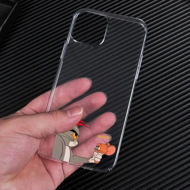 Прозрачный чехол для телефона с забавной мультяшной мышью Томом и Джерри iphone 13 12