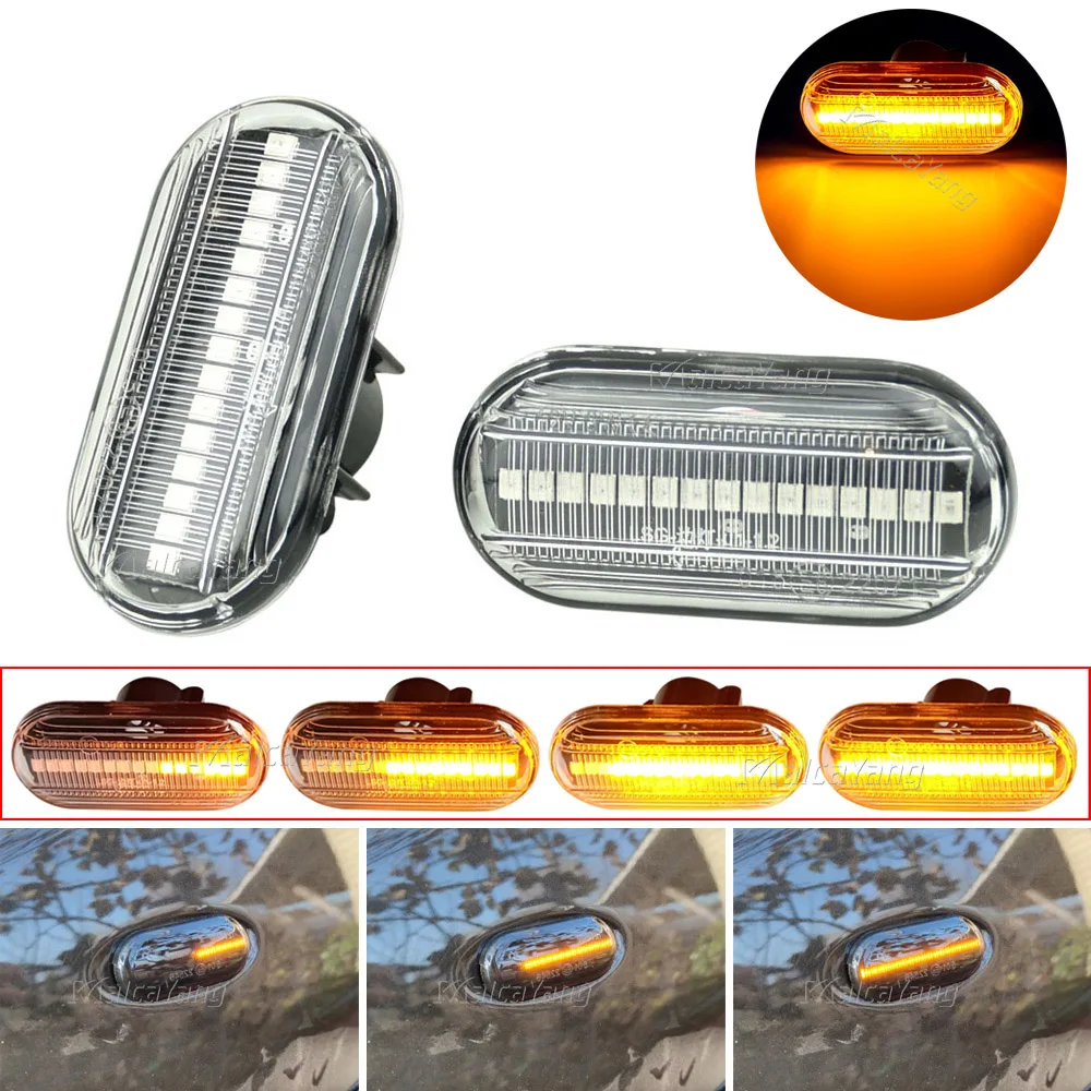 

2Pcs LED Dynamic Side Marker Turn Signal Light For Renault Clio 1 2 KANGOO MEGANE ESPACE TWINGO MASTER Nissan Opel Smart FORTWO