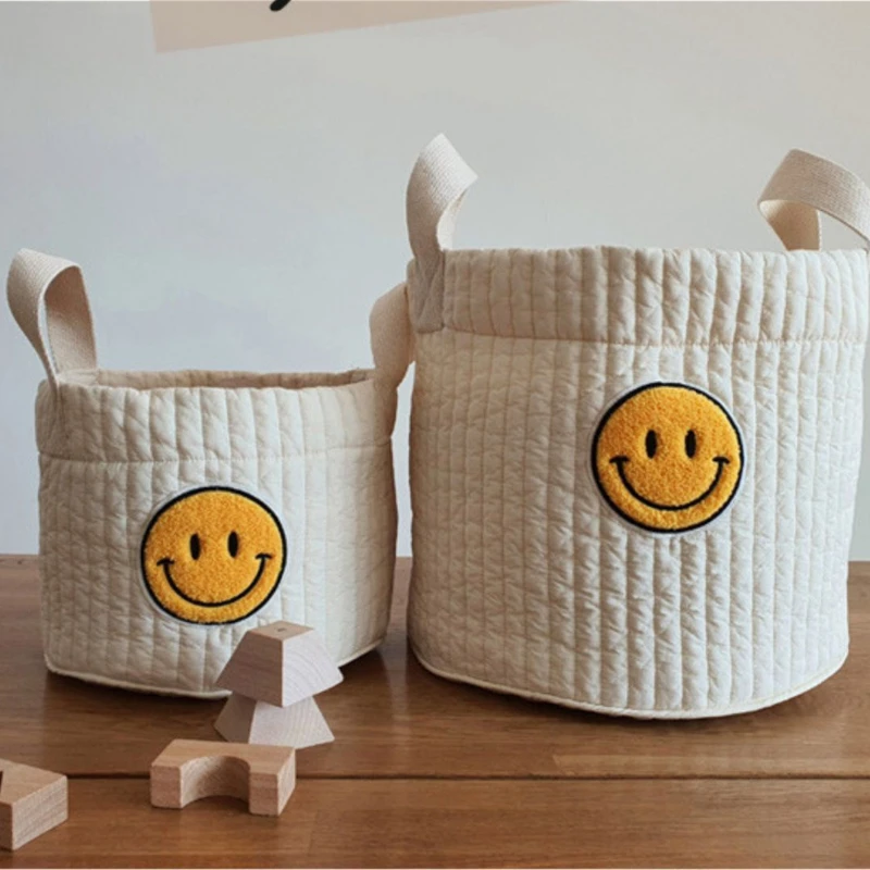 

Boutique Baby Diaper Bag Caddy Nappy Basket Toys Organizer Baby Items Quilted Cute Crib Storage Bags Beige Kids Room Decoration