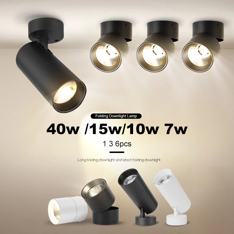 

LED Downlight 220V 7/10/15/40W Foldable COB Led Lights Track System Fixtures Home Indoor Lighting Wall Bedroom Ceil Spot Lamp
