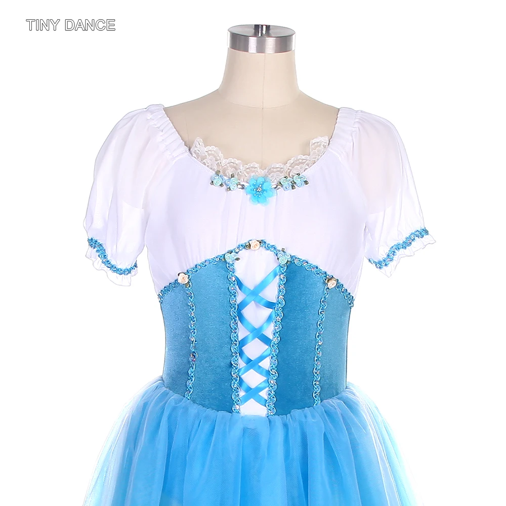 Балетная танцевальная пачка для детей и взрослых бархатный лиф светло-голубого