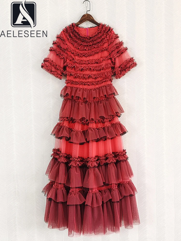 Женское платье макси AELESEEN вечерние многослойное с каскадными оборками и