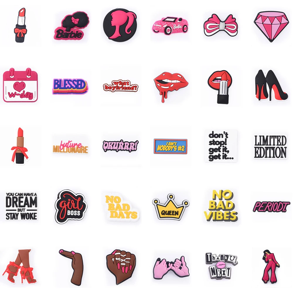 

Single Sale Designer Women Shoe Charms Accessories Red High Heels Shoes Decorations Beauty Lipstick Queen Clog Make Up Pink