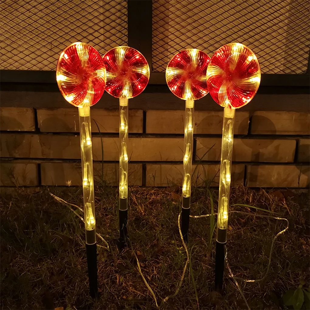 

4pcs Solar Lollipop Pathway Lights Outdoor Waterproof Candy Cane Christmas Decorations Lamp for Holiday Lawn Yard Patio Walkway