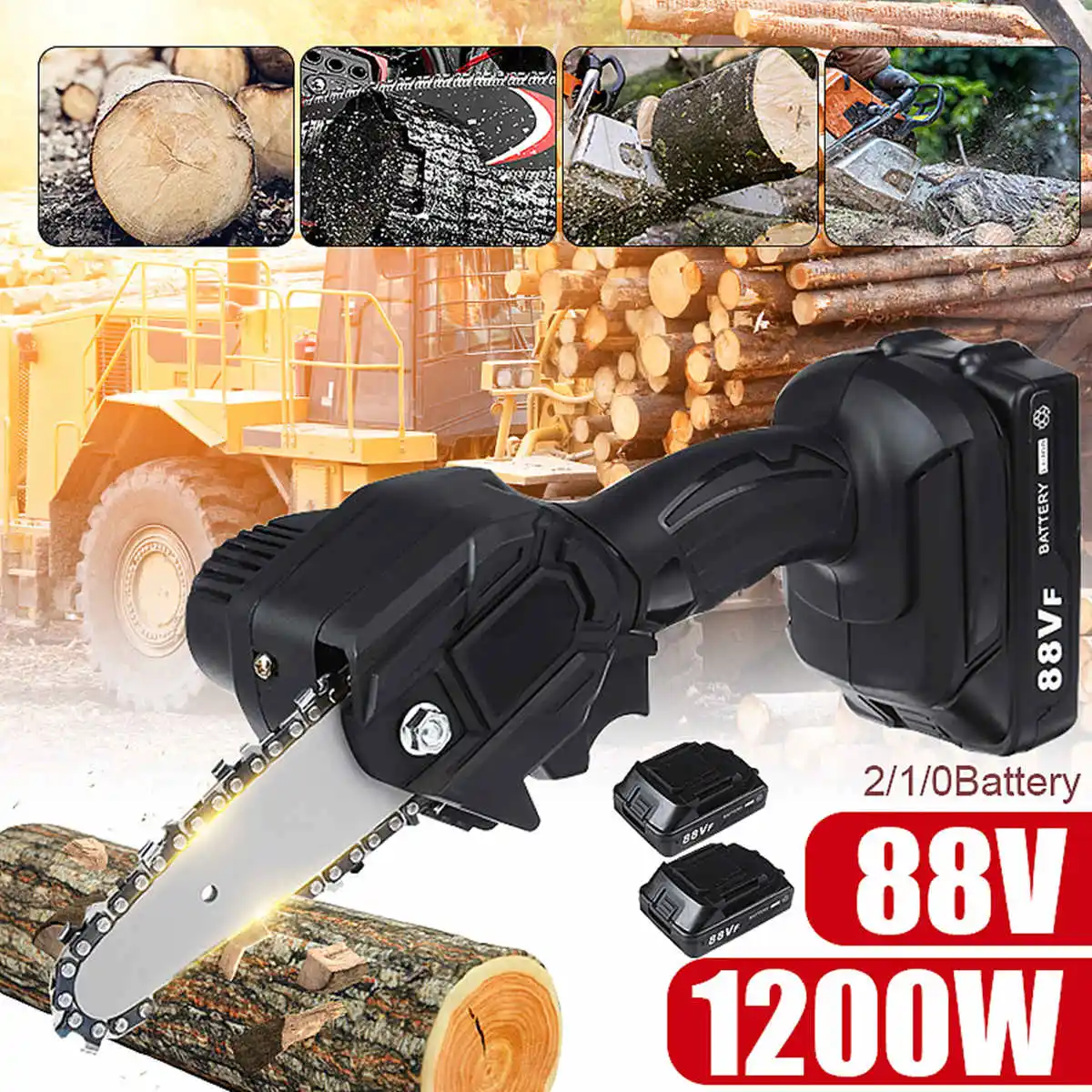 

3000W 4 inch Mini Cordless Electric Chainsaw 88VF Li-ion Battery Portable One-Hand Woodworking Tool For Makita 18V Battery