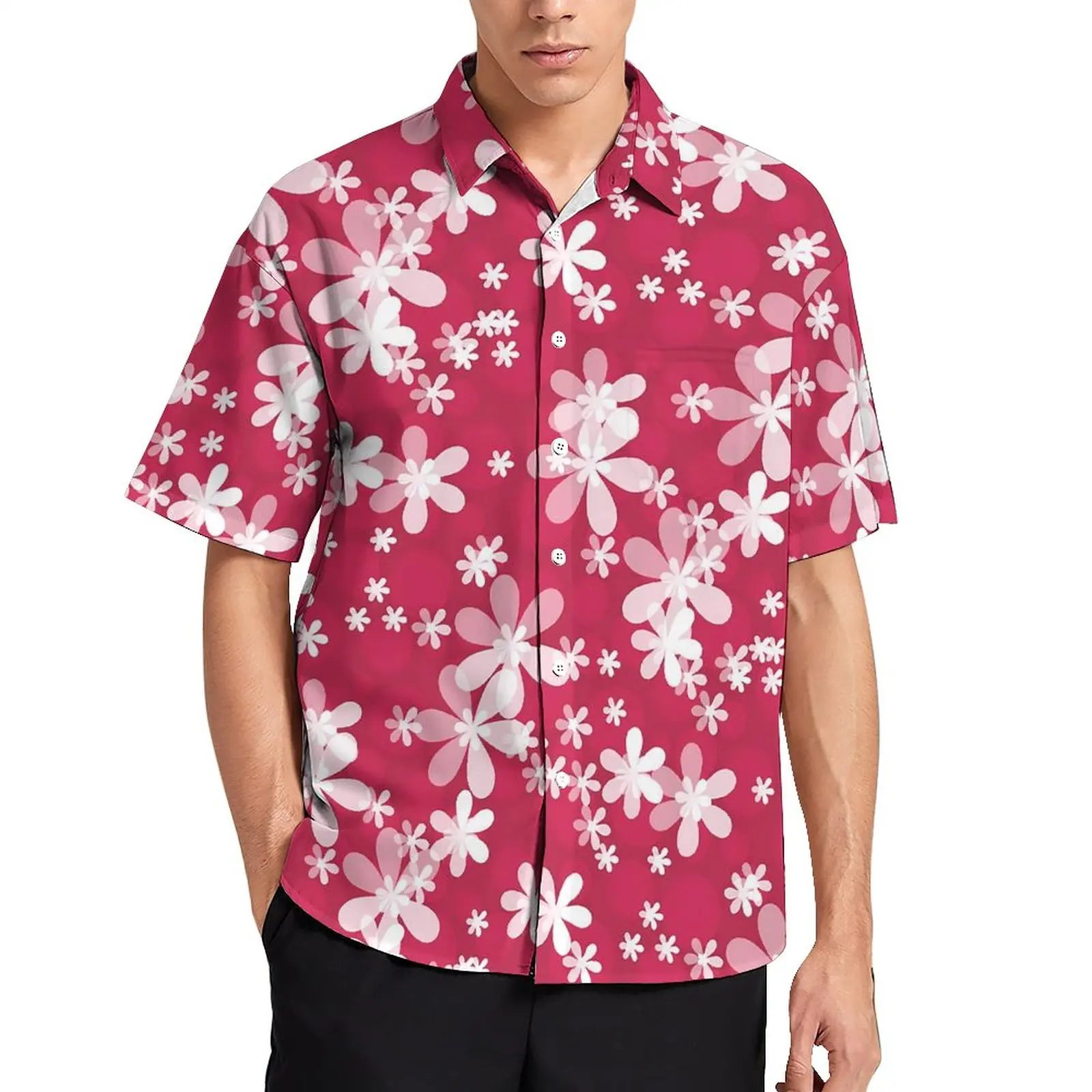

White Daisy Vacation Shirt Vintage Floral Hawaiian Casual Shirts Man Funny Blouses Short Sleeve Pattern Top Big Size