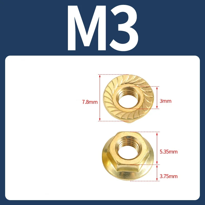 

Латунные фланцевые гайки M3 M4 M5