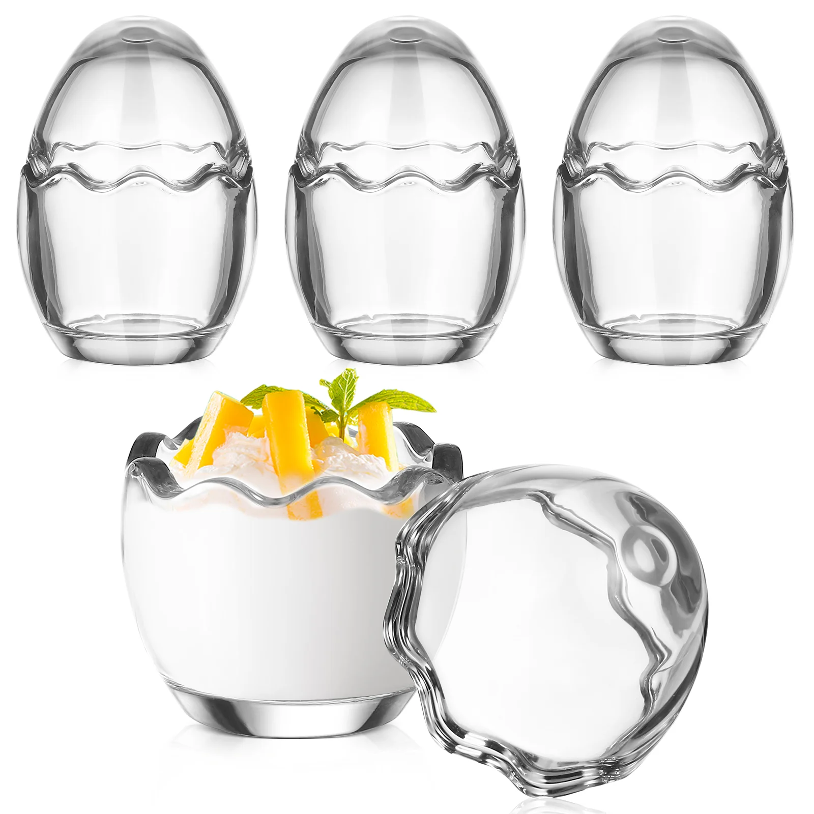 

4 Pcs Ice Cream Containers Egg Shell Cup Dessert Cups Fruit Dish 9.2x4.4cm Mousse Glass Cake Simple Pudding Toddler