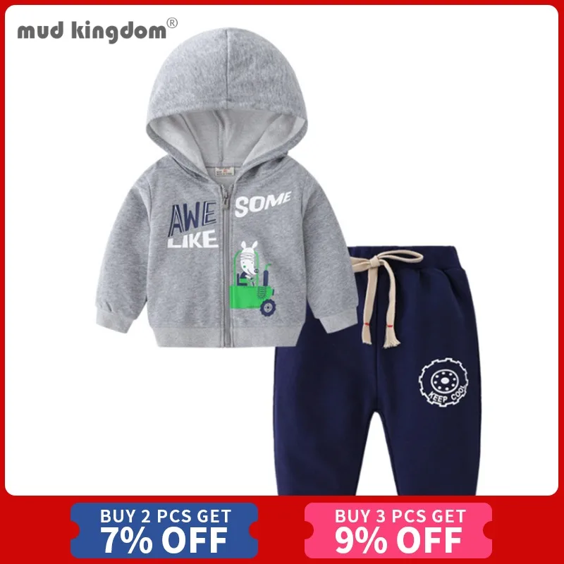 

Mudkingdom Boys Outfits Autumn Cotton Hooded Children Sports Clothing Set Cartoon Pattern Boys Pants Set