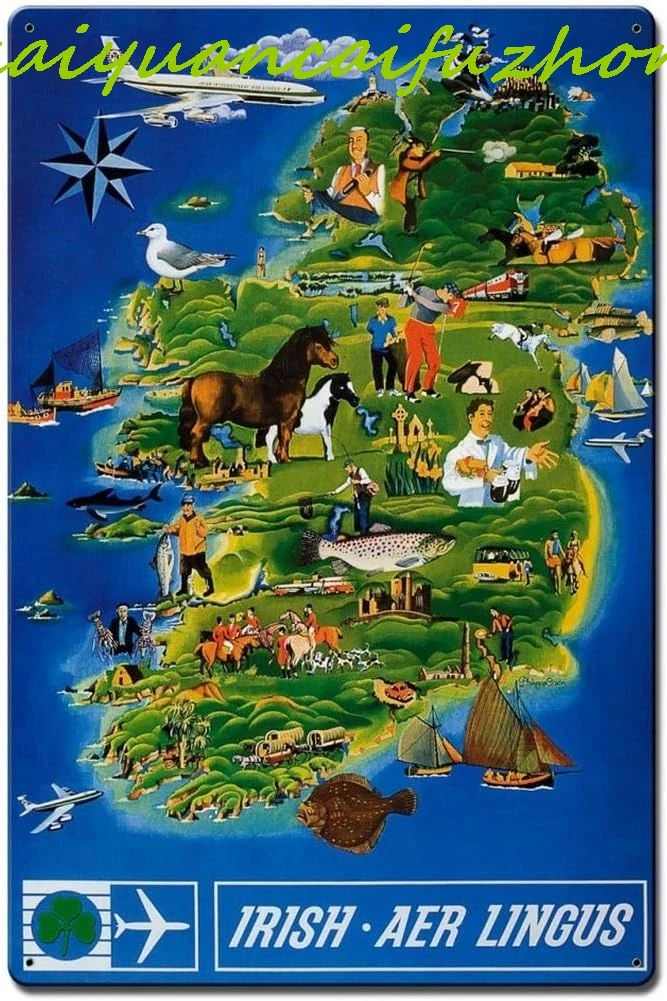 Фото Losea Irish AER Lingus Металлическая жестяная вывеска Настенный художественный декор для гостиной Винтажные художественные вывески для кофе-бара Домашний декор Подарки Украшение 8 №1